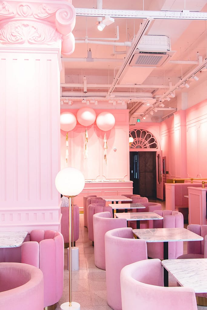 Pink coffee shop interior design